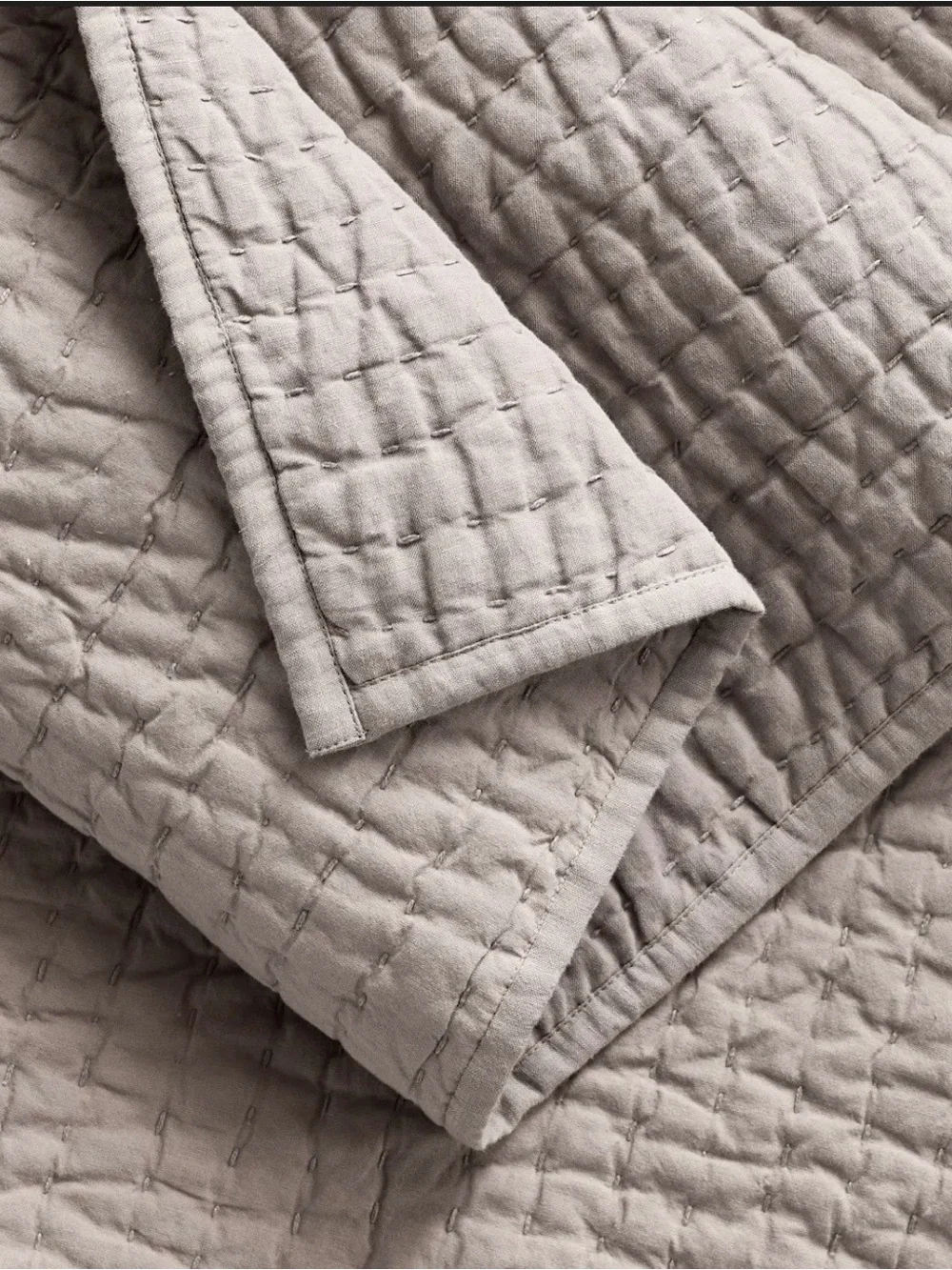Quince - New European Linen Cotton Stitch Quilt with Shams- King/CalKing Stone